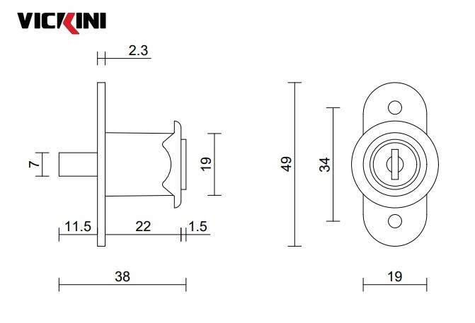 Thông số khóa tủ nhấn VICKINI 03105.024 CP