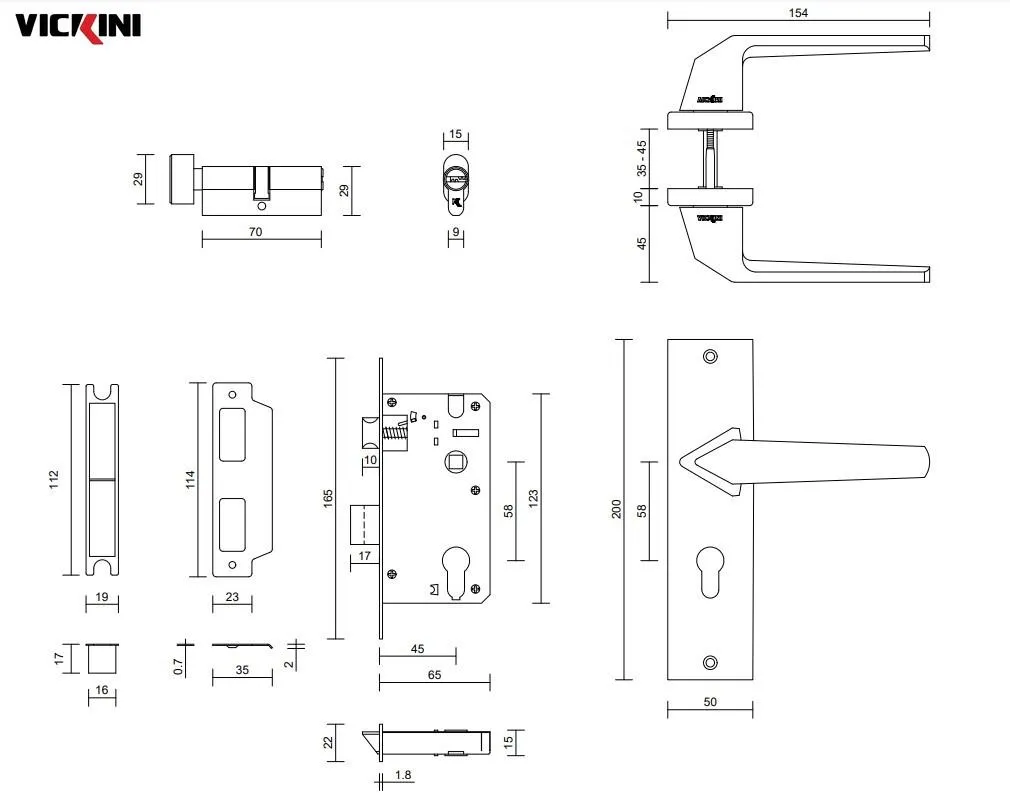 Thông số kỹ thuật khóa cửa nẹp VICKINI 32018