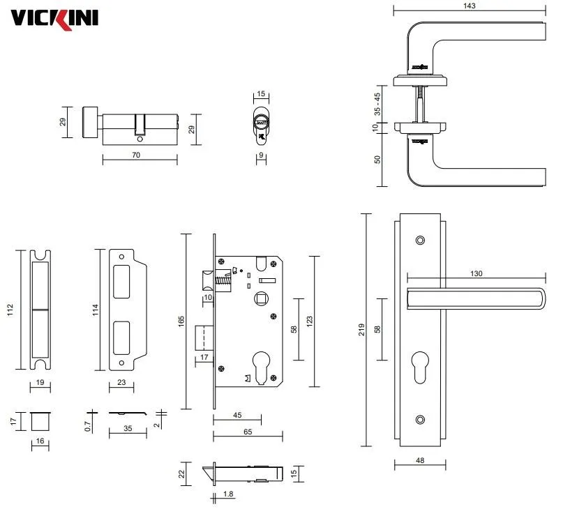 Thông số kỹ thuật khóa cửa nẹp VICKINI 32020