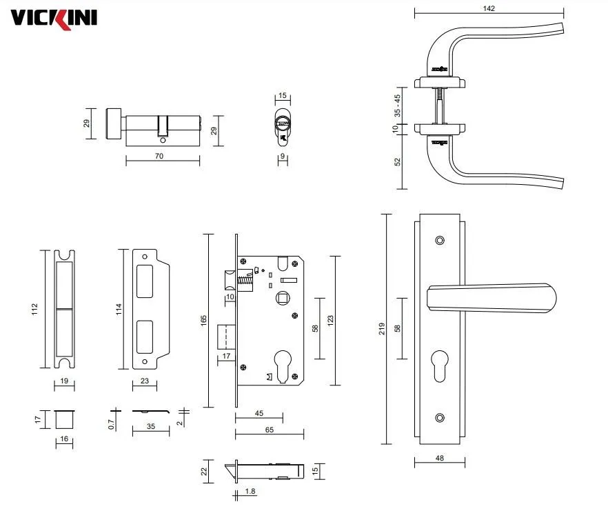 Thông số kỹ thuật khóa cửa nẹp VICKINI 32021