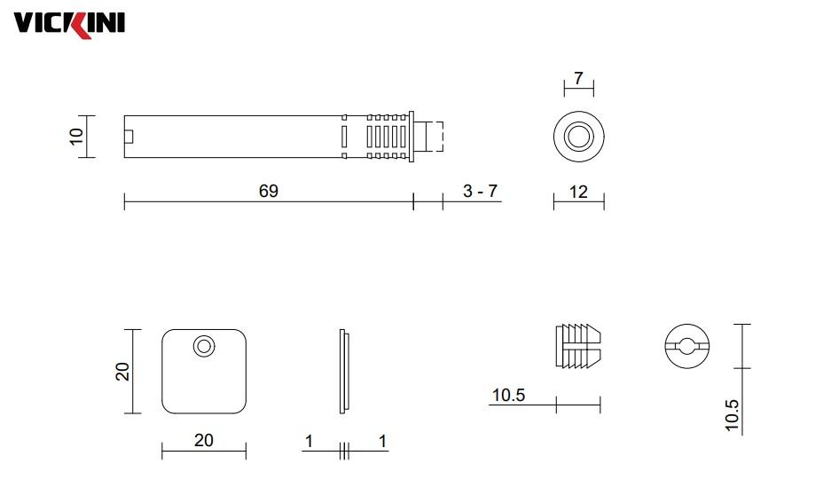 Thông số nêm nhấn mở cửa tủ VICKINI 04020.001