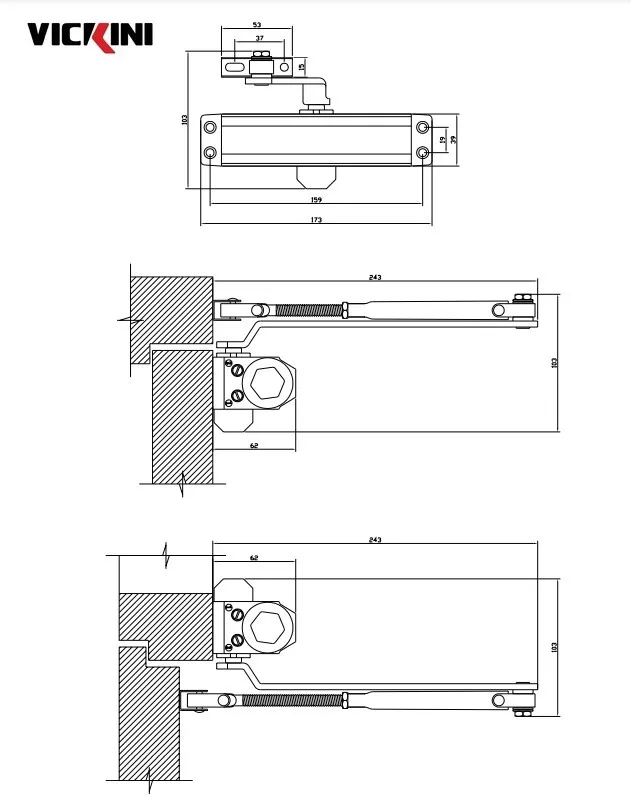 Thông số tay đẩy hơi VICKINI 44061.001 SPR