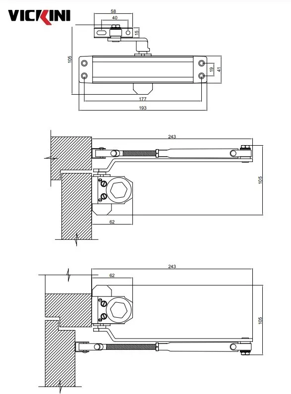 Thông số tay đẩy hơi VICKINI 44071.001 SPR