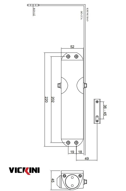 Thông số tay đẩy hơi VICKINI 44075.002 SPR