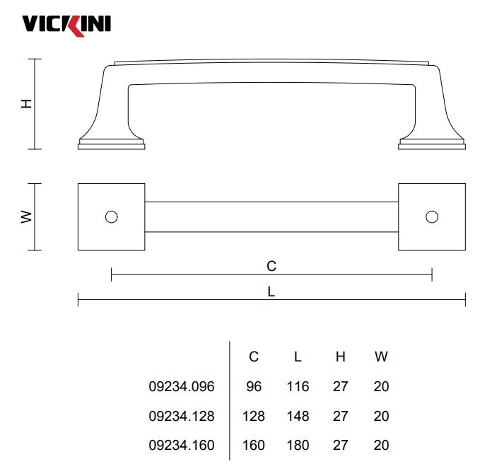 Thông số tay tủ VICKINI 09234