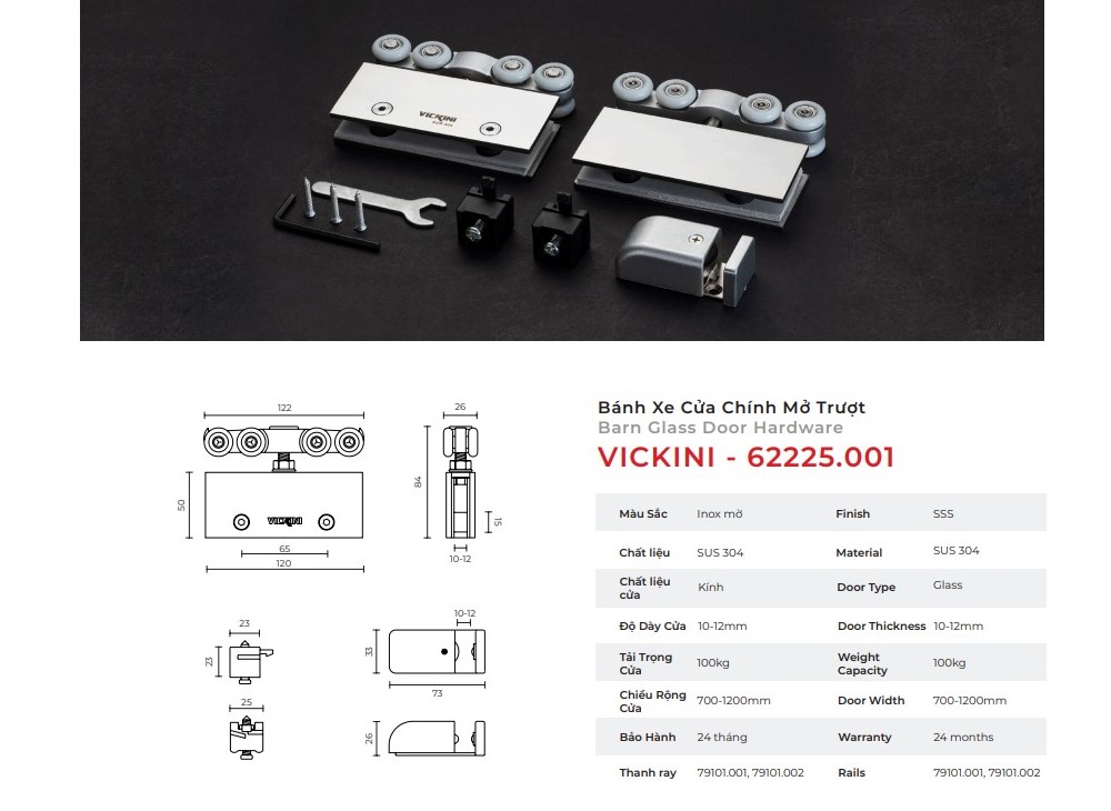 Bánh xe trượt mở cửa chính mẫu 1