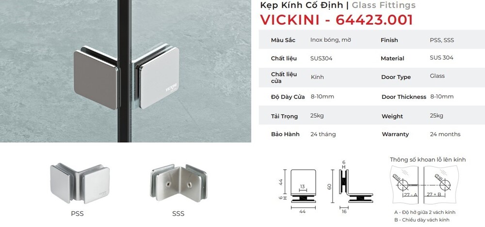 Kẹp kính cố định mẫu 3