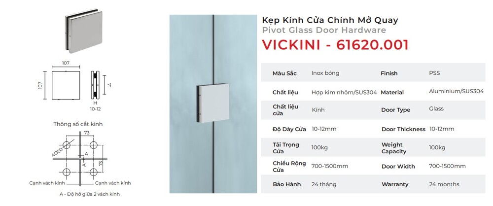 Kẹp kính cửa chính mở quay mẫu 10