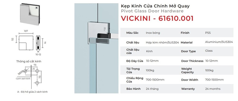 Kẹp kính cửa chính mở quay mẫu 11