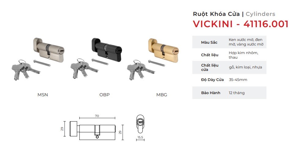 Ruột khóa cửa mẫu 1