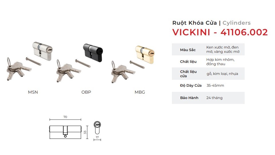 Ruột khóa cửa mẫu 3