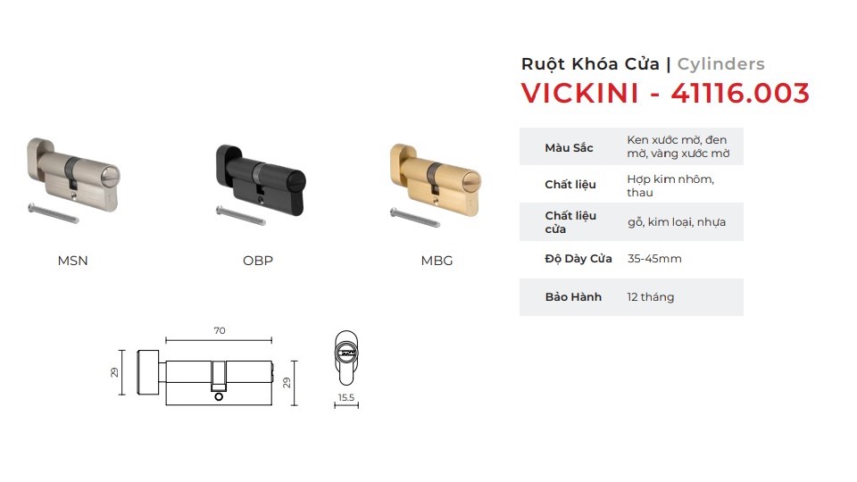 Ruột khóa cửa mẫu 4