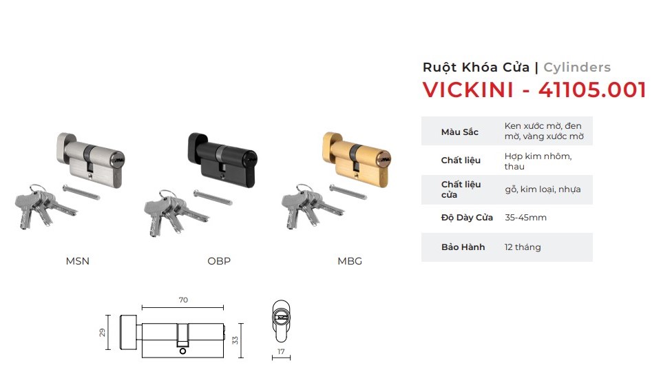 Ruột khóa cửa mẫu 5