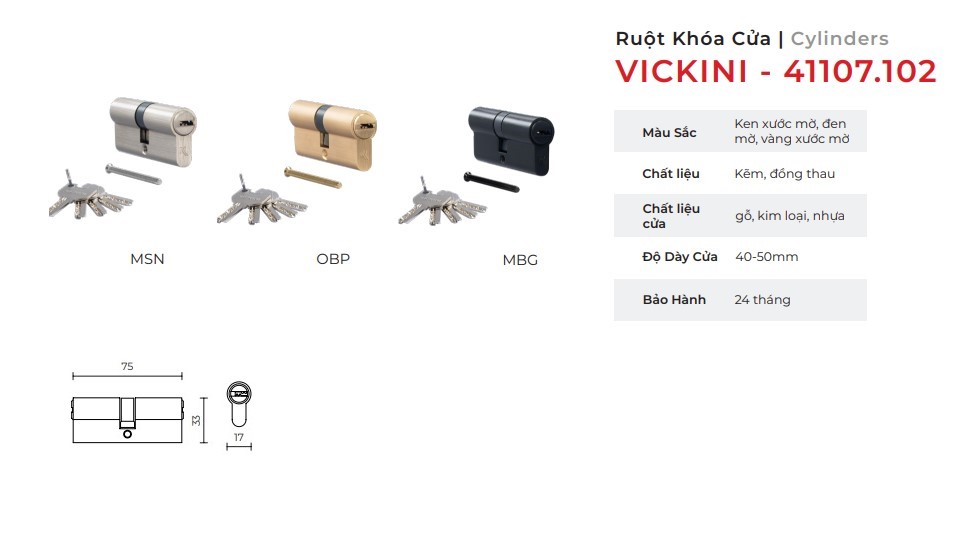 Ruột khóa cửa mẫu 7