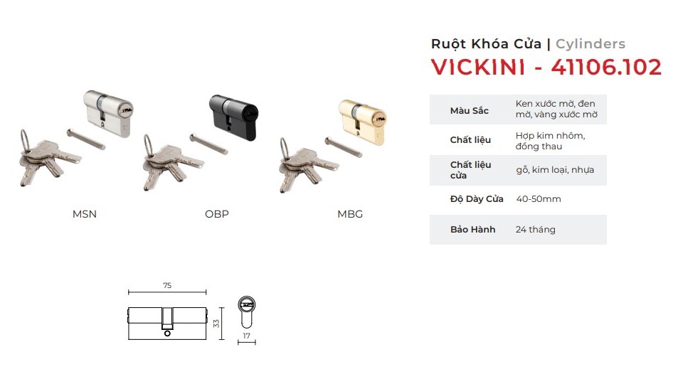 Ruột khóa cửa mẫu 9