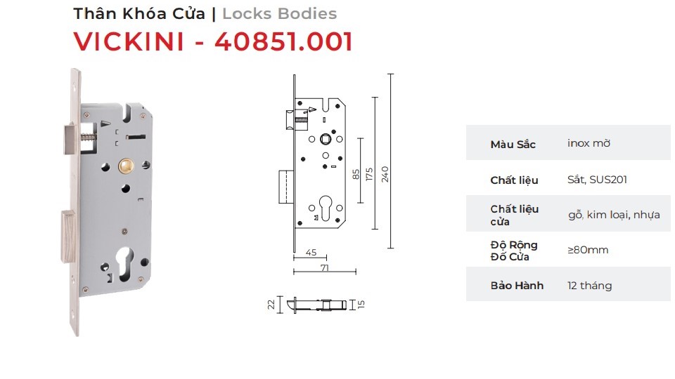 Thân khóa cửa mẫu 1