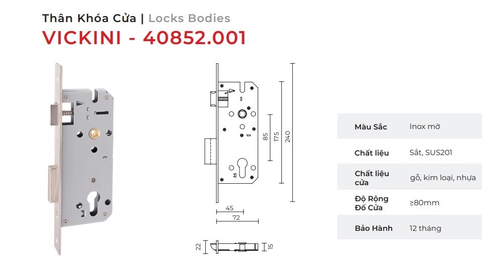 Thân khóa cửa mẫu 2