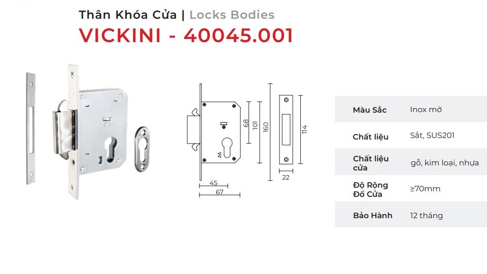 Thân khóa cửa mẫu 6