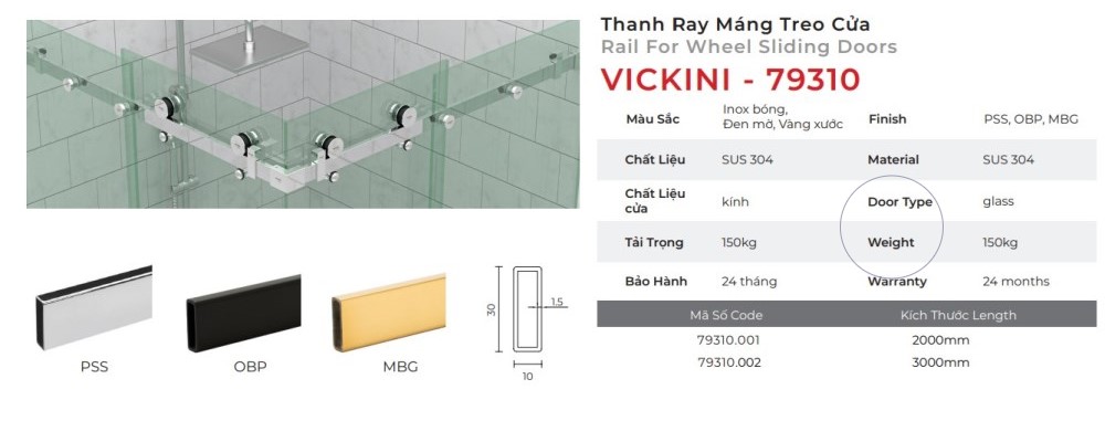 Thanh ray máng treo cửa mẫu 4