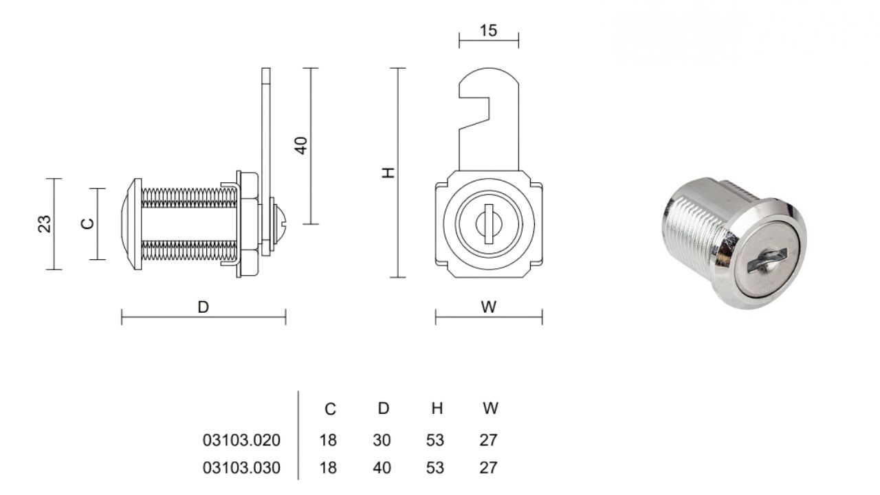 Khóa tủ cốp VICKINI 03103.020 CP