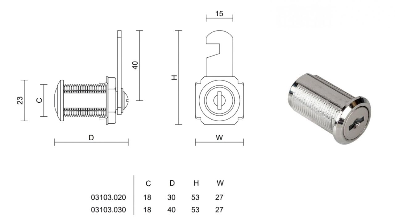 Khóa tủ cốp VICKINI 03103.030 CP