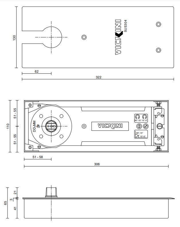 Thông số Bản lề sàn VICKINI 60033.001 PSS