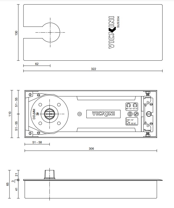 Thông số Bản lề sàn VICKINI 60034.001