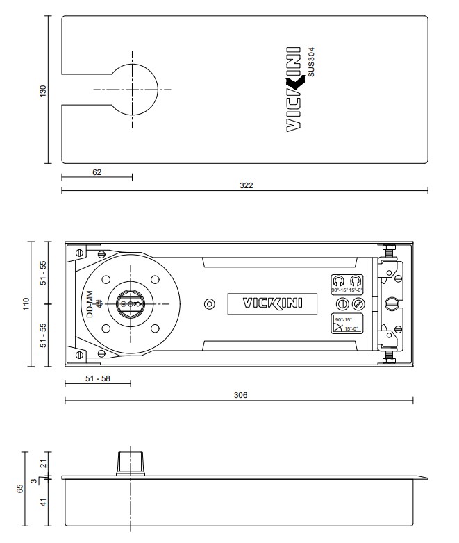 Thông số Bản lề sàn VICKINI 60035.001 PSS