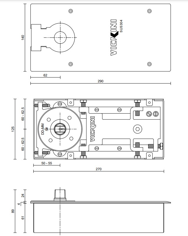 Thông số Bản lề sàn VICKINI 60049.001 PSS