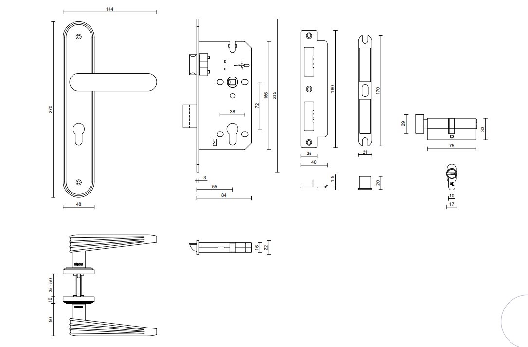 Thông số Khóa cửa nẹp VICKINI 35534.101