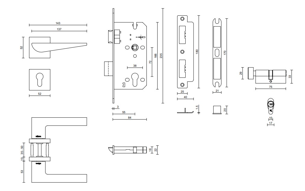Thông số Khóa cửa phân thể VICKINI 34017.101