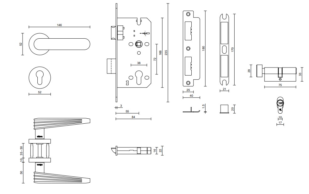 Thông số Khóa cửa phân thể VICKINI 34534.101