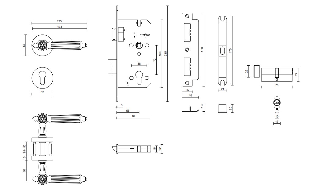 Thông số Khóa cửa phân thể VICKINI 34555.101