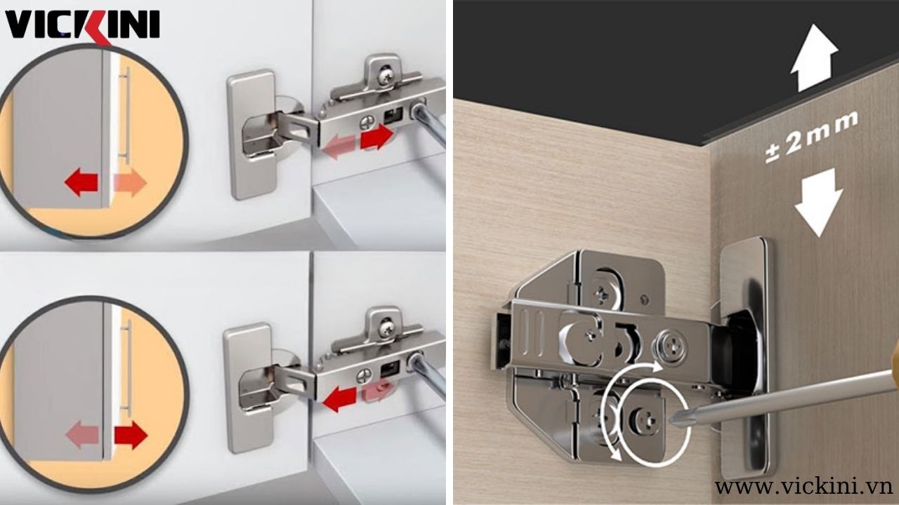 Thực hiện điều chỉnh bản lề tủ