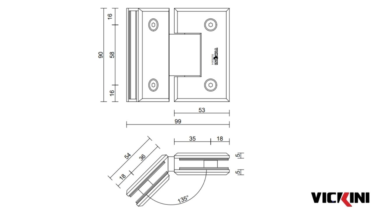 Thông số Bản lề cabin tắm VICKINI 66048.135