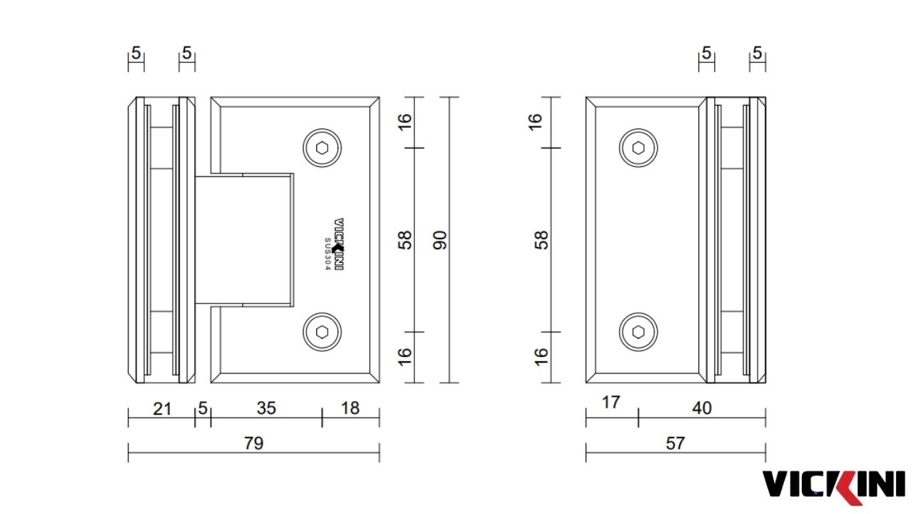 Thông số bản lề cabin tắm VICKINI 66048.092