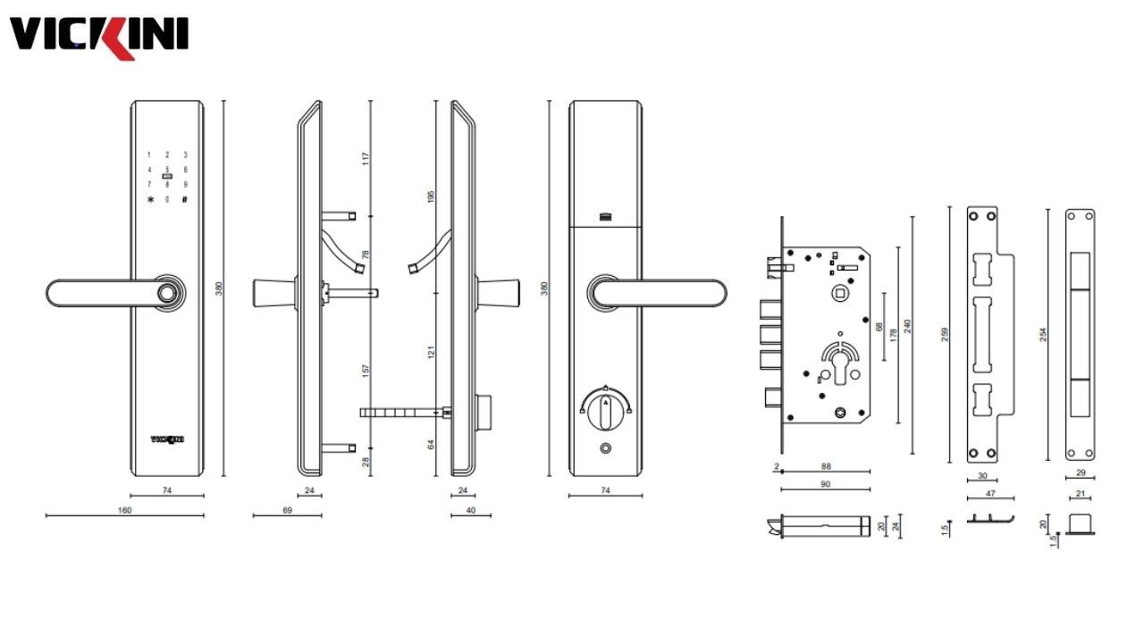 Thông số kỹ thuật Khóa cửa điện tử VICKINI 39604.001 OBP