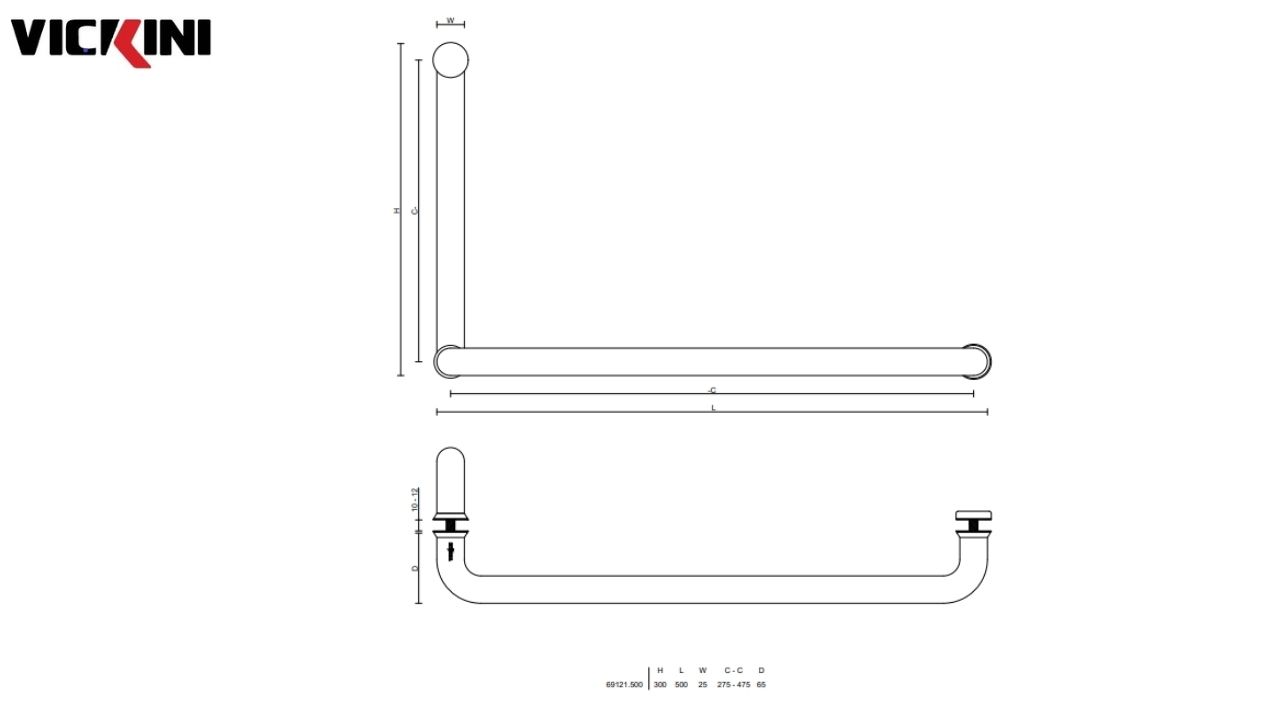 Thông số kỹ thuật Tay cửa kính VICKINI 69121.500