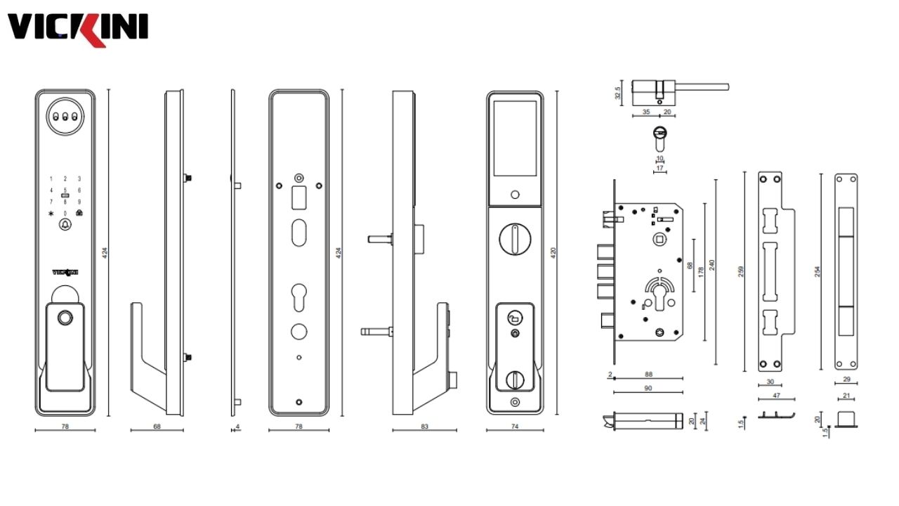 Thông số kỹ thuật Khóa cửa điện tử VICKINI 39708.002