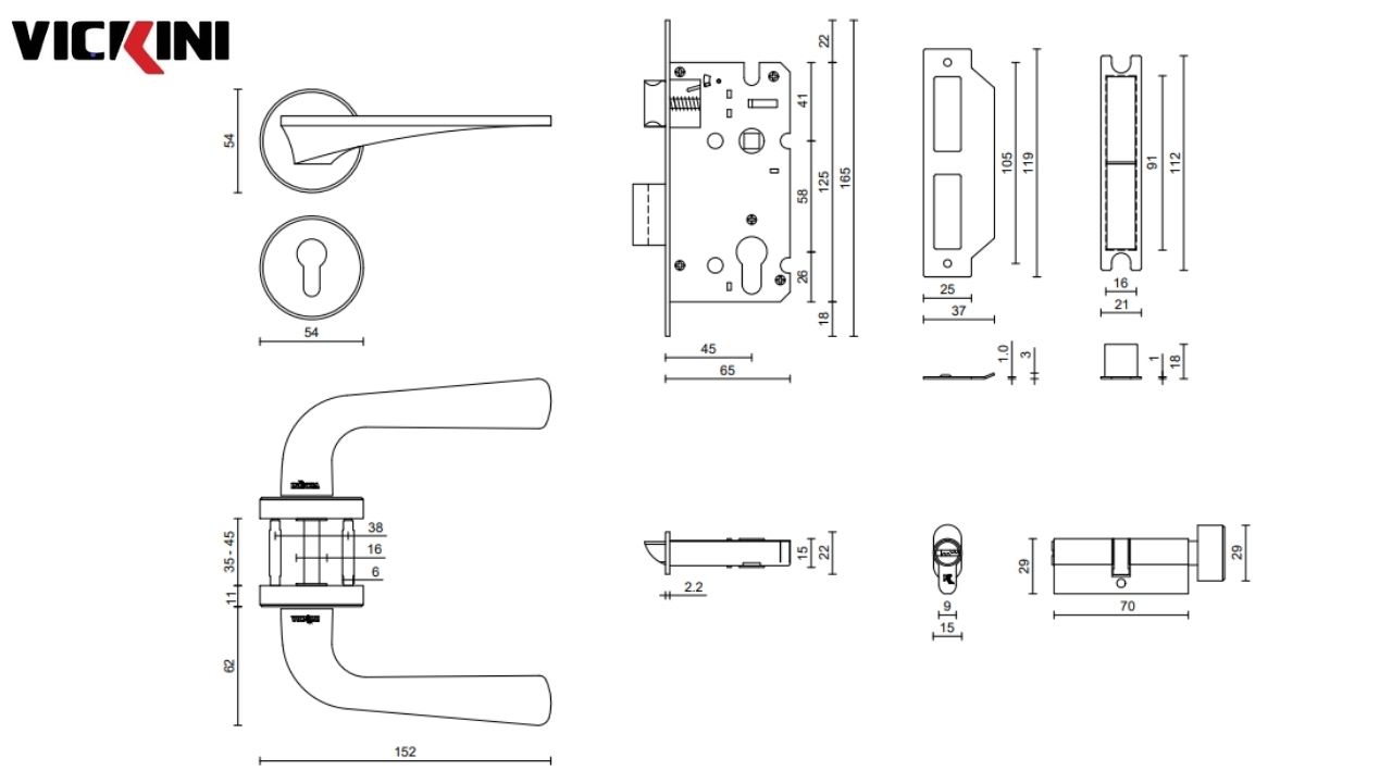 Thông số kỹ thuật Khóa cửa phân thể VICKINI 34548.001