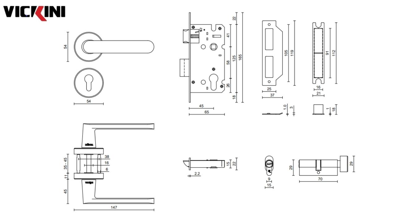 Thông số kỹ thuật Khóa cửa phân thể VICKINI 34838.001 