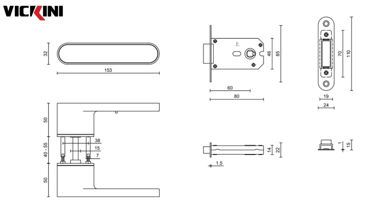 Thông số kỹ thuật Khóa cửa sinh thái VICKINI 34102.001 