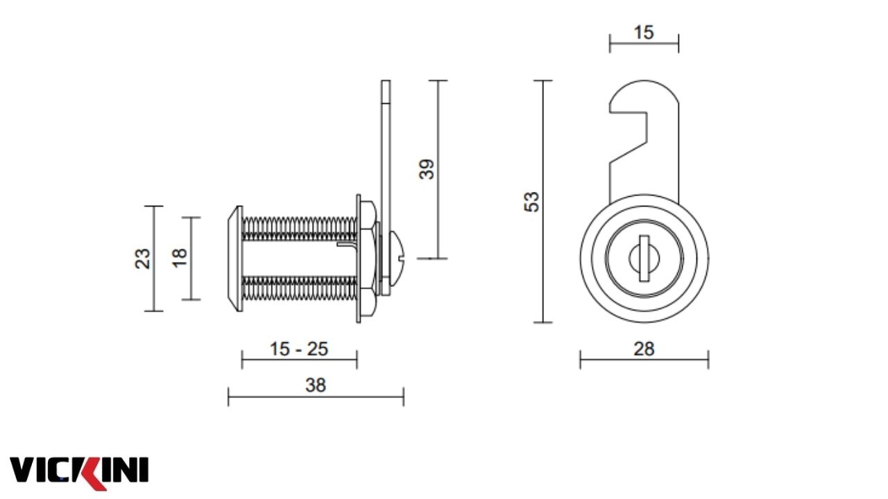 Thông số kỹ thuật Khóa tủ cốp VICKINI 03113.030 CP